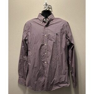 Polo Ralph Lauren Men's Med Long Sleeve Oxford Button Down Red Blue Check Size L